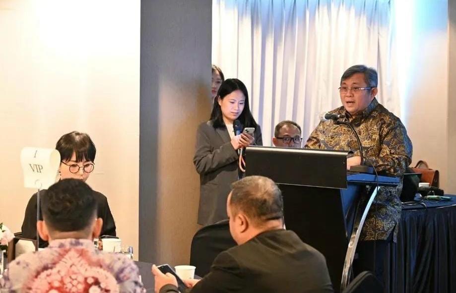 ekretaris Kementerian Pariwisata, Bayu Aji saat sambutan nya dalam kegiatan Indonesia Business Matching (IBM) 2025, Busan, (4/11/2025). (Dok Kemenpar)